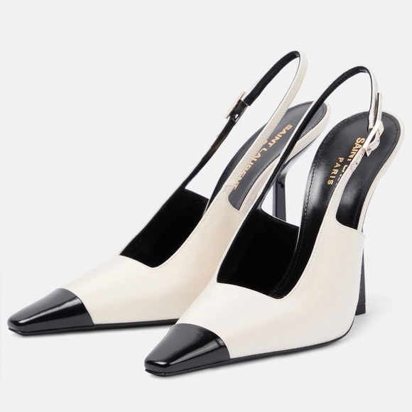 Saint Laurent Two-Tone Slingback Heels Aston 7.5 - Picture 1 of 13